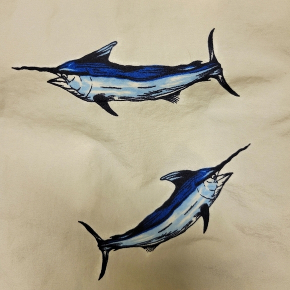 Tommy hilfiger men sharks fish print Blue Tan swim Trunk Swim shorts Size M - Picture 8 of 14